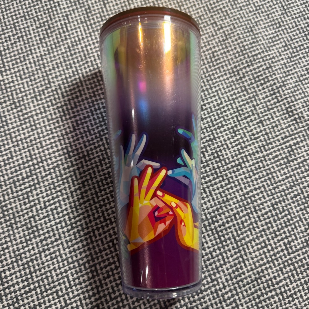 Starbucks ASL American Sign Language 24oz Venti Cold Cup Tumbler Yiqiao Wang